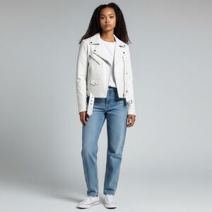 New! Noize Faux Leather Moto Jacket – White – Women’s Size S